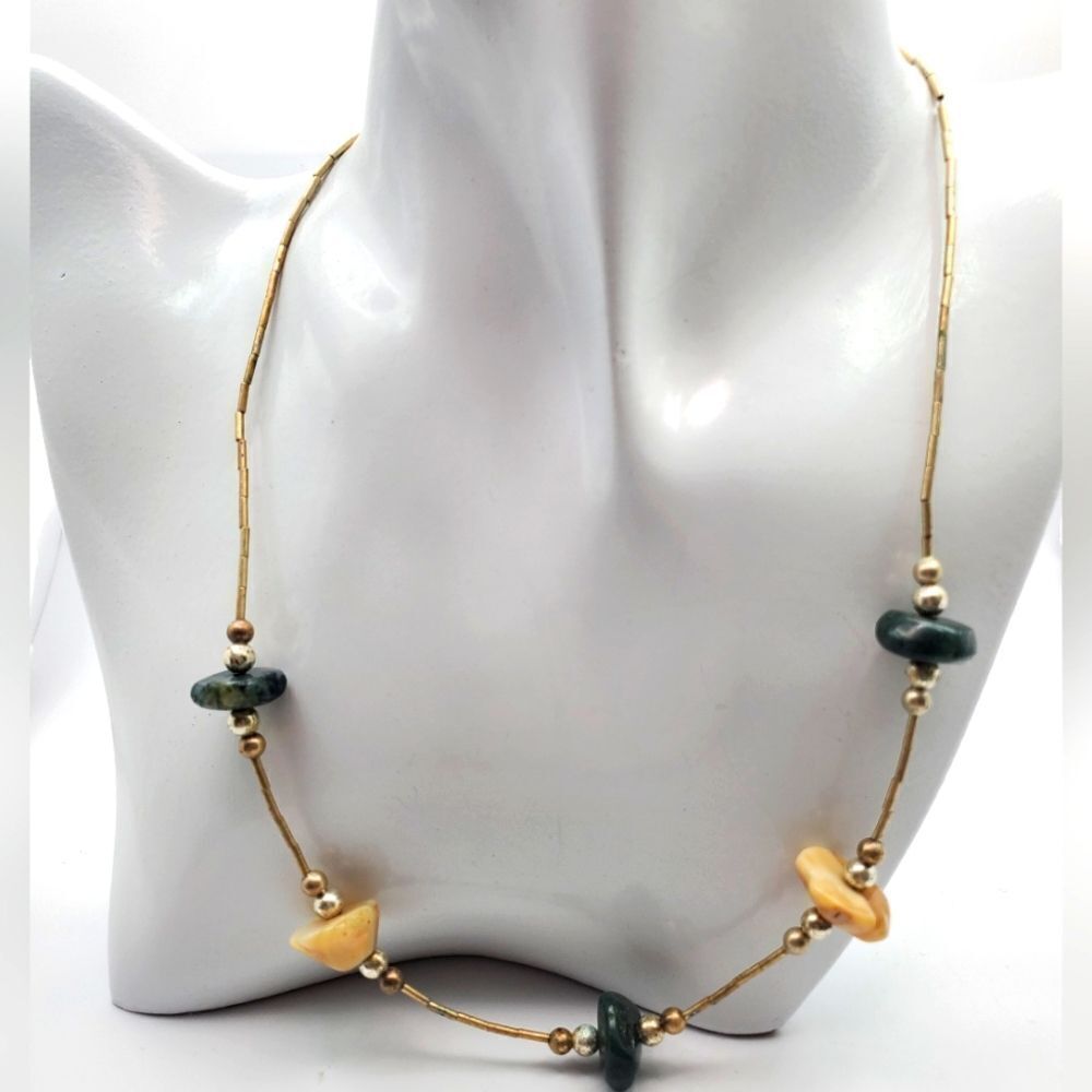 Indian summer precious stone‎ sterling silver necklace N2011